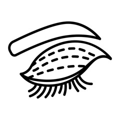 Upper Eyelid Dermatitis concept, blepharoplasty vector line icon design, beauty and personal care symbol, cosmetic dermatology sign, body aesthetics stock illustration 