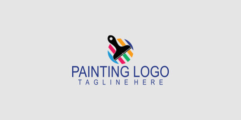 Painting logo design renovation icon painting home services iconfull color and unique premium vector