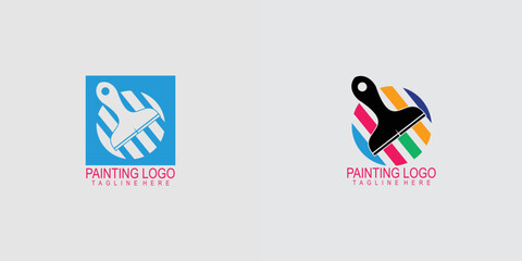Painting logo design renovation icon painting home services iconfull color and unique premium vector