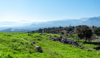 Fototapeta na wymiar landscape panoramic mountain view in greece