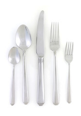 stainless steel cutlery set isolated 