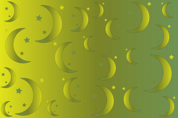 Abstract vector background with moon and stars in gradient colors	