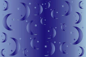 Fototapeta na wymiar Abstract vector background with moon and stars in gradient colors