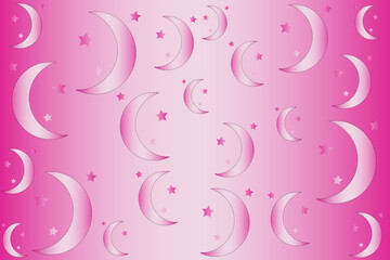 Abstract vector background with moon and stars in gradient colors