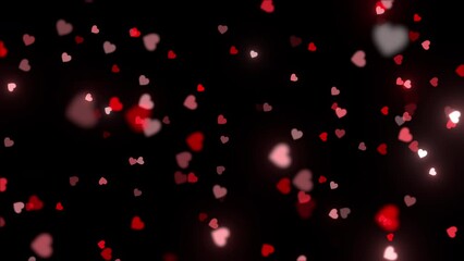 falling red hearts background pattern loop backdrop