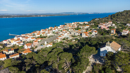 Fototapeta na wymiar Tkon on island Pasman in Croatia with view on Adriatic sea