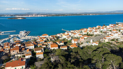 Tkon on island Pasman in Croatia with view on Adriatic sea