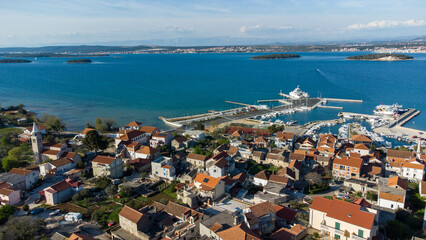 Fototapeta na wymiar Tkon on island Pasman in Croatia with view on Adriatic sea