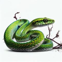 Obraz premium Asian Vine Snake full body image with white background ultra realistic