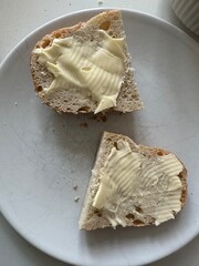 Sandwich with butter. Bread and butter, homemade traditional sandwich. 