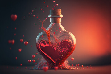 Love potion heart in bottle, Generative AI