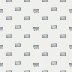 Chess clock electric engraved seamless pattern. Retro watch for chess game in hand drawn style. Sketch texture for fabric, wallpaper, textile, print, title, wrapping paper. Vector illustration.