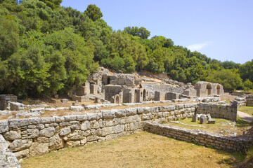 Fototapeta na wymiar Ruins of the Amphitheater in Butrint National Park, Buthrotum, Albania