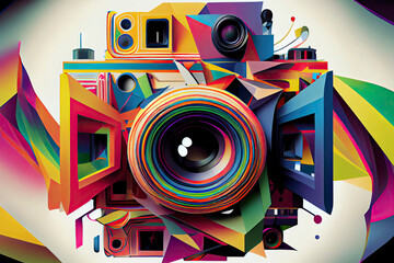 Fototapeta premium Abstract colorful triangle geometrical photography logo