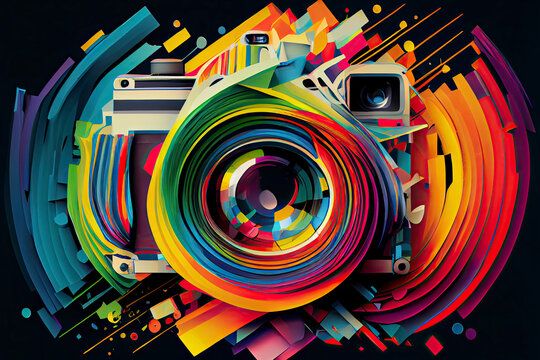 Fototapeta Abstract colorful triangle geometrical photography logo