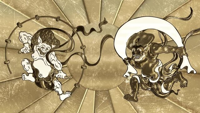 上下に動く風神＆雷神