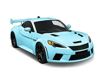 a blue sports car on a white background with a shadow . AI