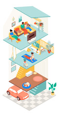 Multi-storey building - modern flat design style illustration