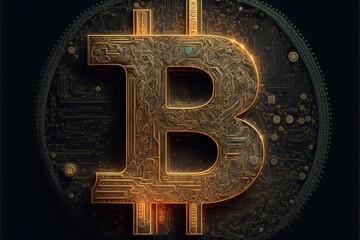 Bitcoin doré sur fond noir