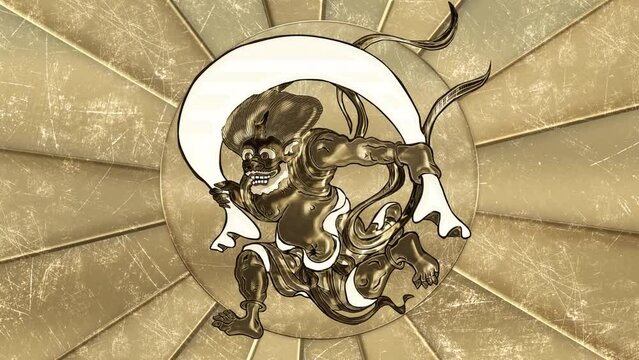 上下に移動する金の風神