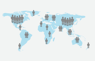 Infographic template of connecting people social, world population