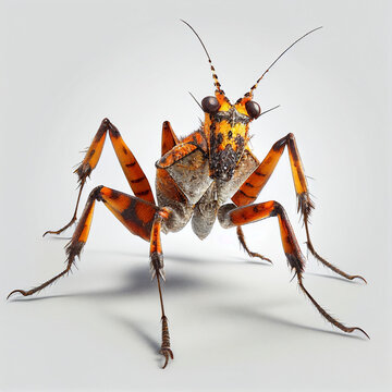 Assassin Bug full body image with white background ultra realistic



