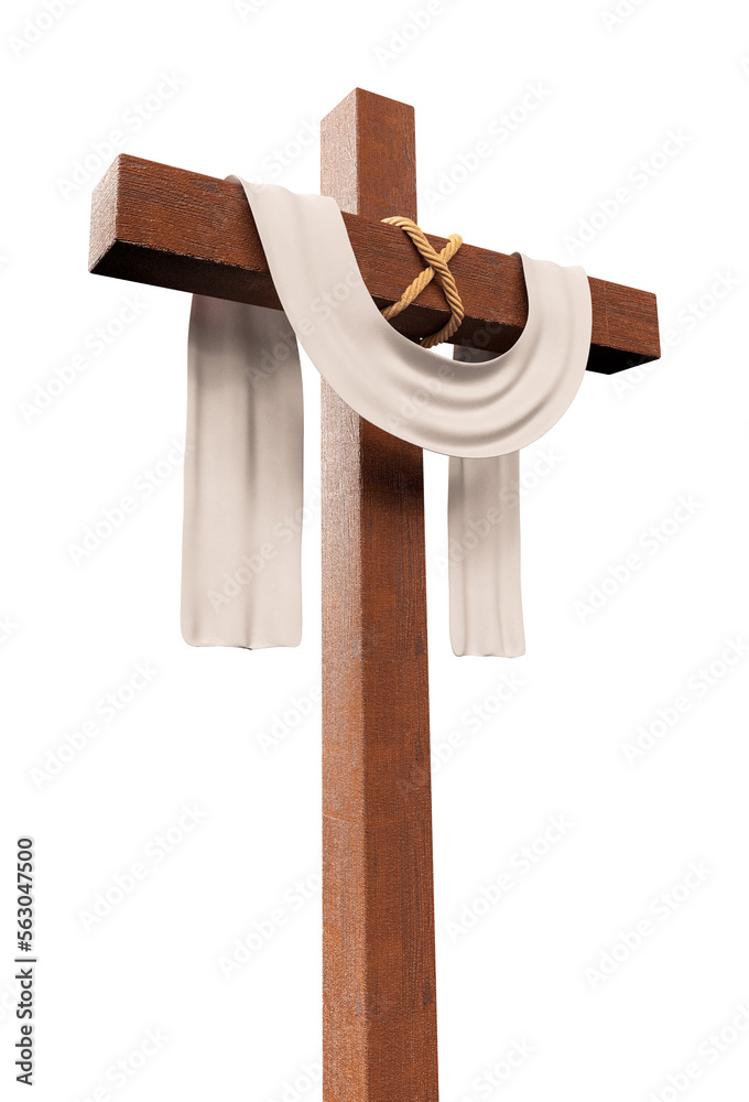 Sticker cross of jesus in realistic 3d render