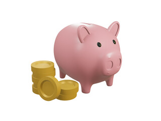 piggy bank and coins
