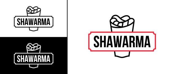 Vector shawarma cafe logo, isolated doner kebab emblem, 2d muslim street food stamp, turkish craft grill menu, meat pita label design, bbq traditional restaurant