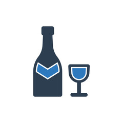 Alcohol Bottle And Glass Icon