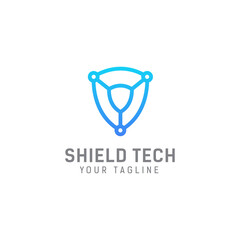 Technology shield logo template, technology icon design, shield logo for security data