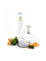 Multi blender, food processor and vegetables isolated