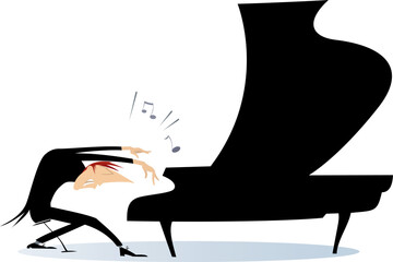 Illustration of young pianist man.
Expressive pianist man playing piano with great inspiration. Isolated white illustration
