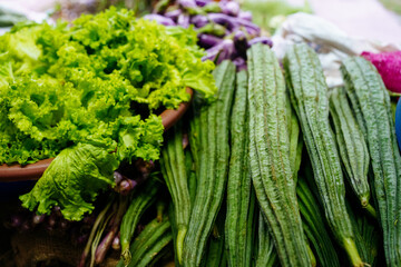 Okra, Bhindi, ladies fingers on the farmers market in Sri lank