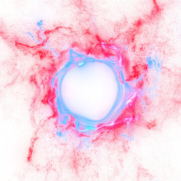 Energy Effects In Sparkling Neon Red And Blue. Electric Lightning Circle And Thunderbolt Discharge Effects On Transparent Background. Perfect For Adding A Touch Of Flash, Plasma, Energy, Or Portal.