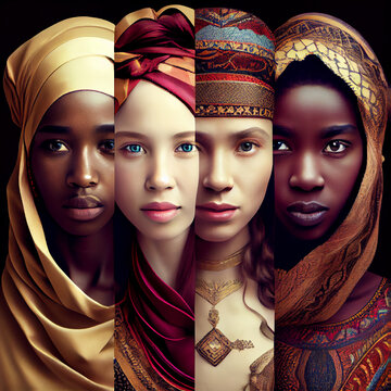 Diversity People Asian African High Resolution Generative Ai Illustration