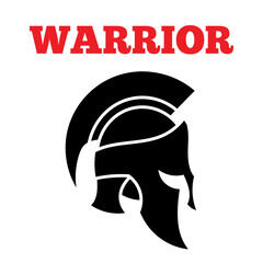 helmet of the spartan warrior symbol, emblem. Spartan helmet logo, vector illustration of spartan shield and helmet, spartan greek gladiator helmets armor. vector icon