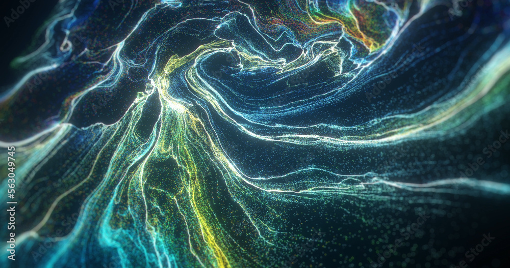 Poster abstract background with particle waves.