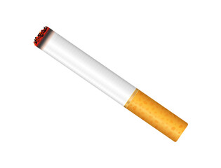 Vector realistic cigarette mockup isolated. Tobacco smoke filter illustration. Addiction health care. Bad habit symbol. Stop smoking 3d object