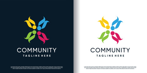 Obraz premium community logo design vector with creative unique style concept premium vector