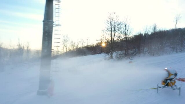 ski slope with the ski lift