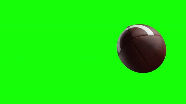 American football kick Throw in Motion on Green Screen.