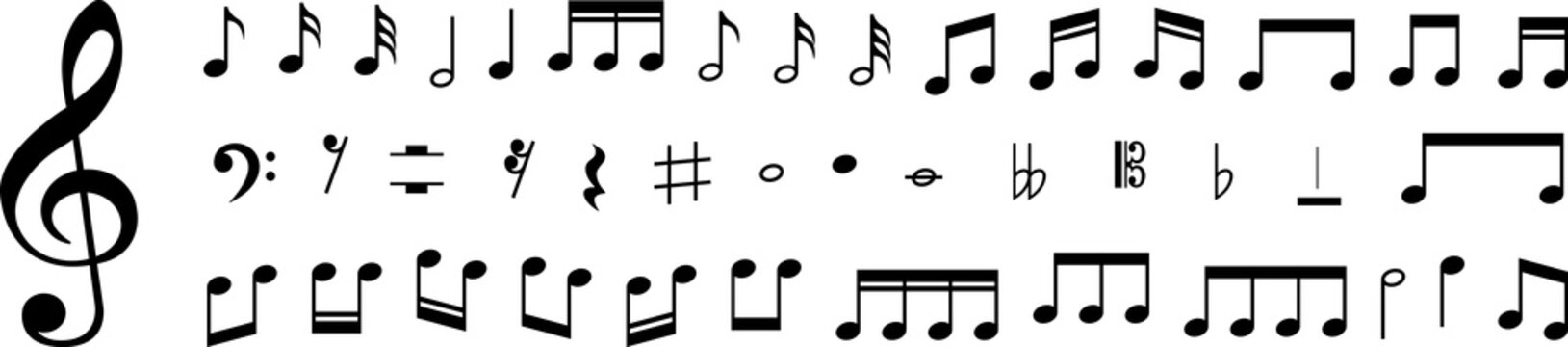 Collection of Music notes. Musical key signs.