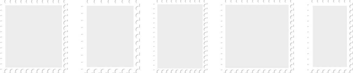 Collection of postage stamps template, blank