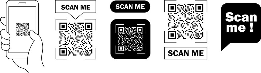 QR code. QR code for mobile app, payment and phone. Scan qr code icon