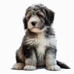Aussiedoodle full body image with white background ultra realistic



