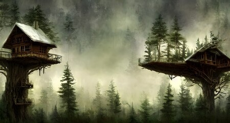 Treehouse built on top of a complex of trees _20