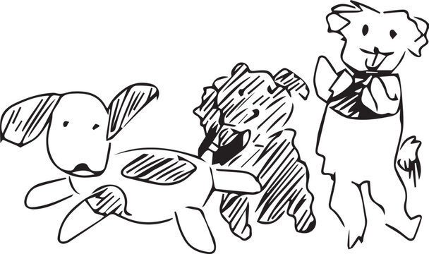 Three dog drawing vector image