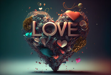 Fototapeta Abstract Heart Love. Generative AI obraz