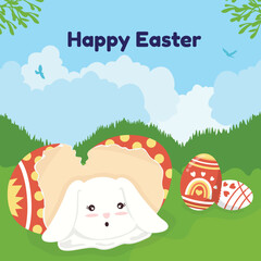 Easter egg and bunny illustration design